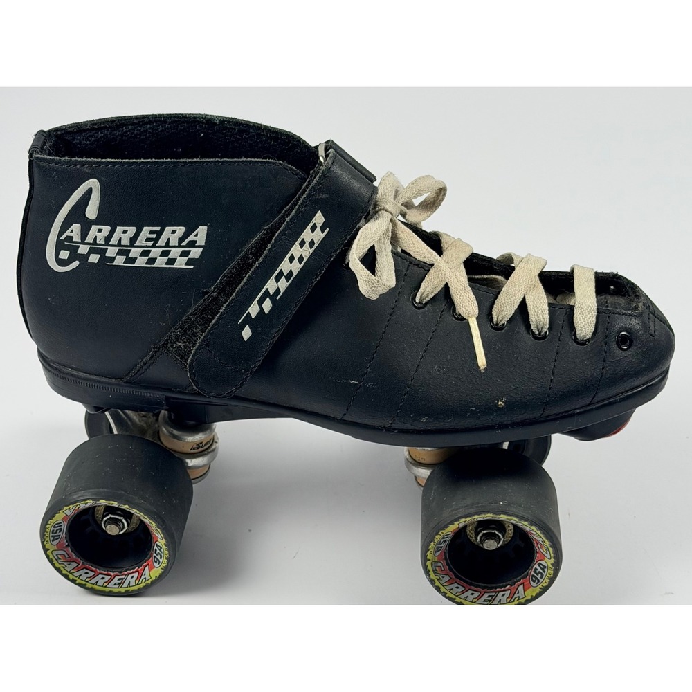 Riedell Carrera Roller Skates Black Speed Quad Skates Hyper 95A Wheels Size 9 - Picture 3 of 10